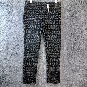 New York & Company pants Womens Large Black Pattern Pull On Legging Fit Stretch